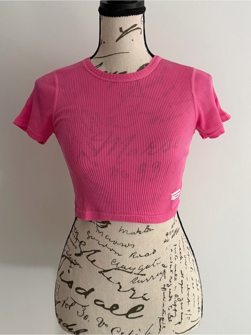 NWT Alexander Wang Bodywear Ribbed Baby Tee Crop Top XS Pink